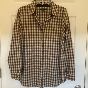 Lafayette 148 cotton long sleeve enclosed button front collard tunic